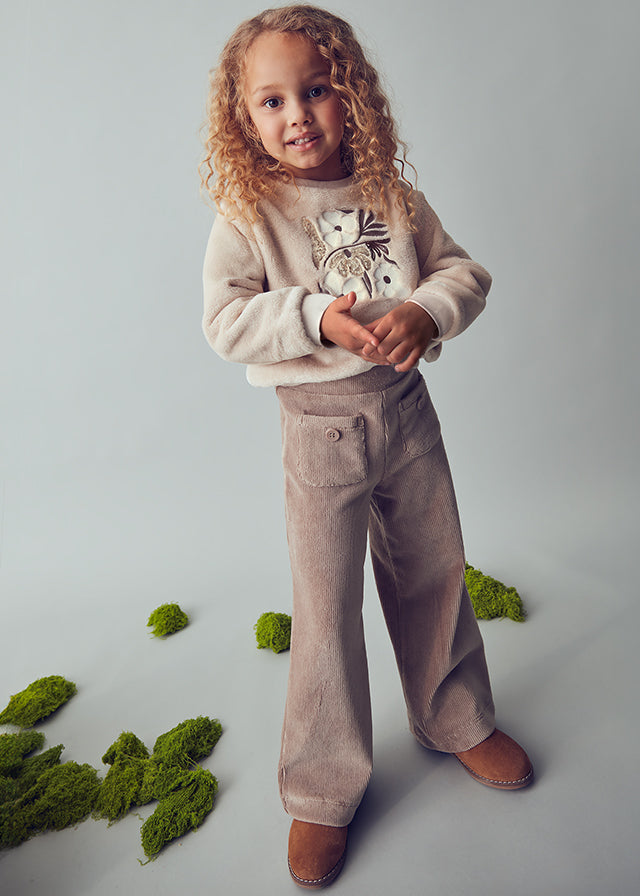Бежеві вельветові штани кльош для дівчинки Mayoral