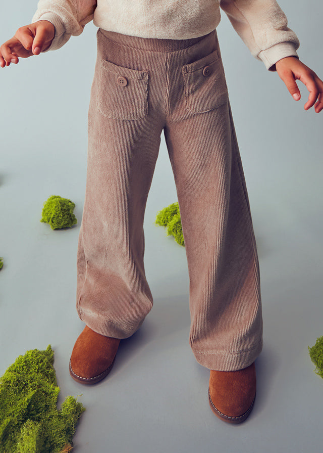 Бежеві вельветові штани кльош для дівчинки Mayoral