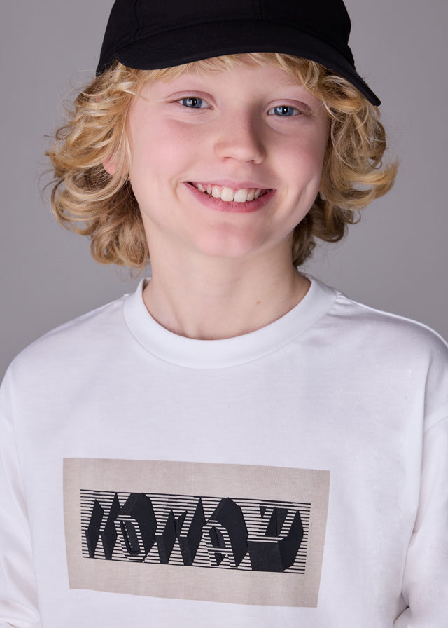 👕 Білий лонгслів для хлопчика 12–16 років з графічним принтом "KONWAY"