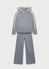 🩶 Спортивний костюм для дівчинки з капюшоном | Сірий із бежевими вставками | Розміри 12–14 років