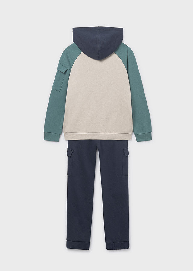 🧢 Спортивний костюм для хлопчика з принтом "STUDIOS" | Бежево-синій | Розміри 12–14 років