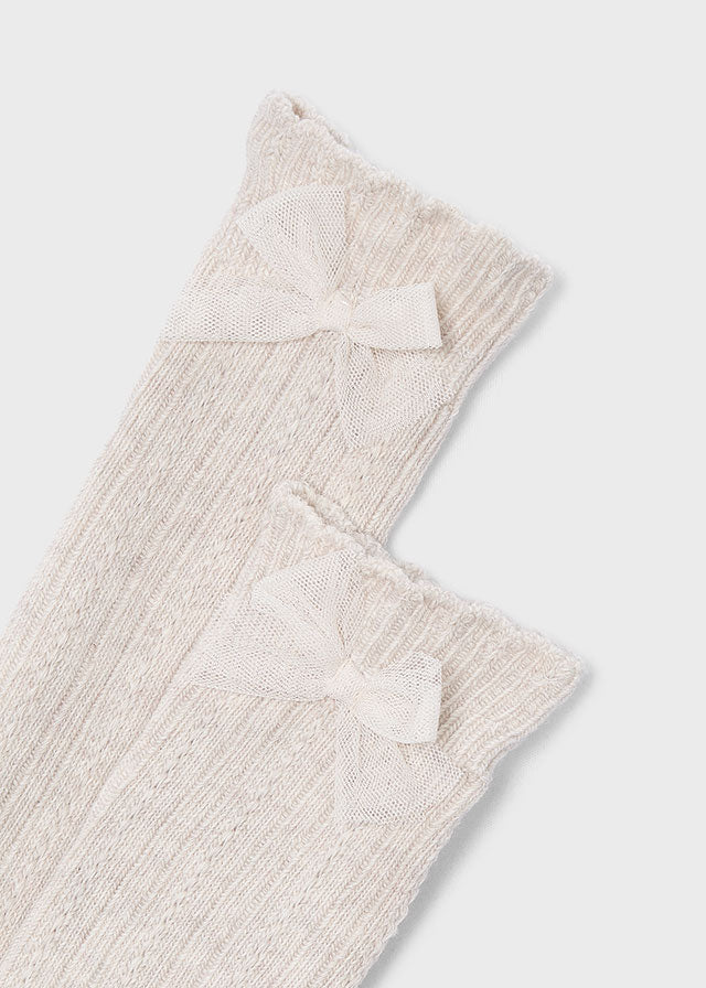 Світлі гольфи з бантиком для дівчинки Mayoral, розмір 4