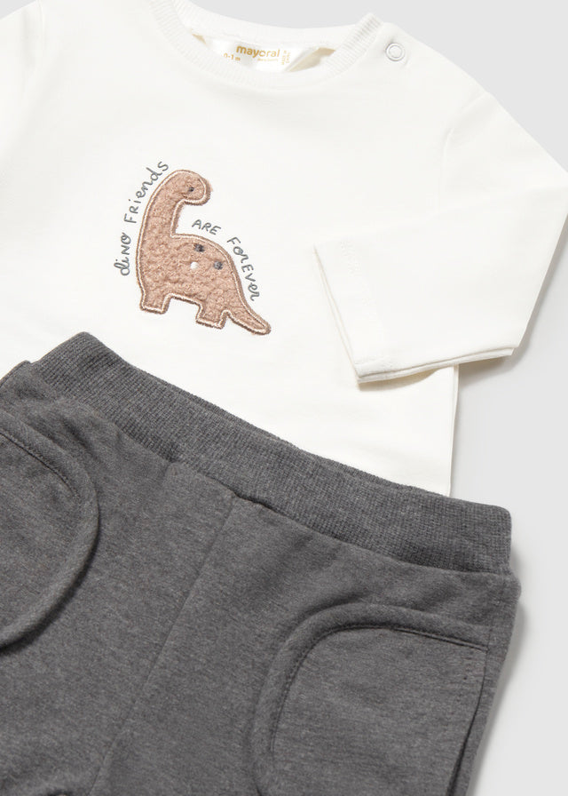 Деталі комплекту для новонародженого хлопчика: «dino friends are forever», динозавр і кишені штанів