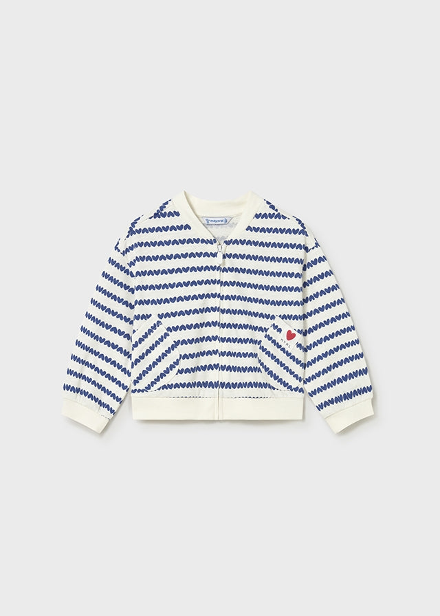 Кофта для дівчинки на блискавці в сині сердечка спереду